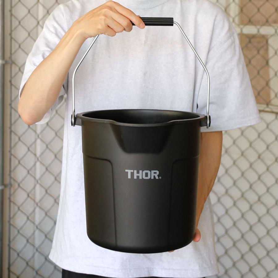 丸型 バケツ THOR ソー Round Bucket DC ラウンドバケツ DC 10L  ばけつ 掃除 目盛り 収納 取手付き ハンドル付き 洗車 ゴミ箱 ごみ箱 アウトドア | THOR | 12