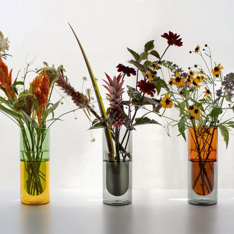 花瓶 amabro アマブロ TWOTONE DW VASE ツートーン ダブルウォール ベース（S） フラワーベース 花器 一輪挿し ガラス 円柱 おしゃれ シンプル 透明 新生活 | amabro