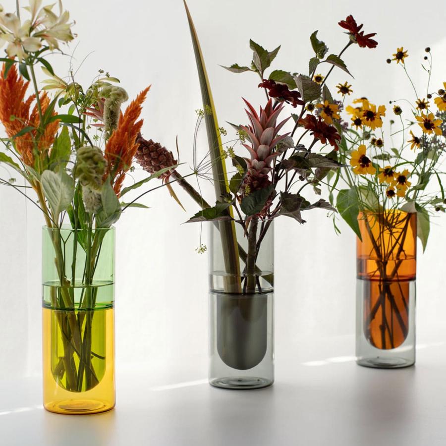 花瓶 amabro アマブロ TWOTONE DW VASE ツートーン ダブルウォール ベース（S） フラワーベース 花器 一輪挿し ガラス 円柱 おしゃれ シンプル 透明 新生活 | amabro | 09