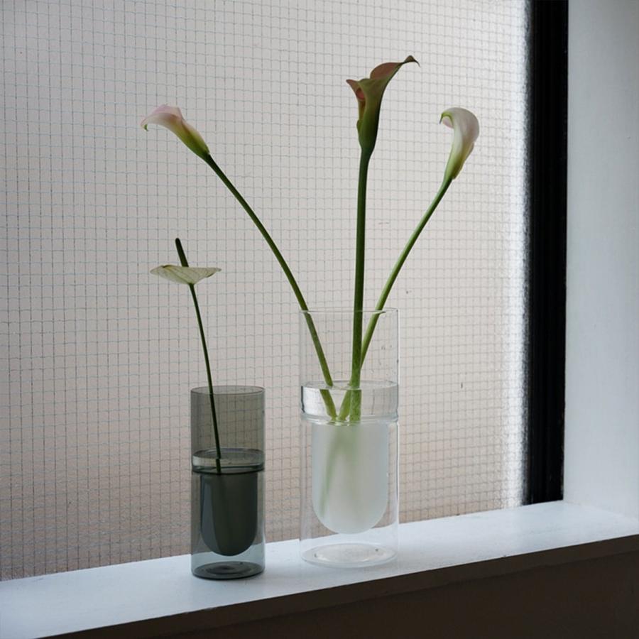 花瓶 amabro アマブロ TWOTONE DW VASE ツートーン ダブルウォール ベース（S） フラワーベース 花器 一輪挿し ガラス 円柱 おしゃれ シンプル 透明 新生活 | amabro | 11