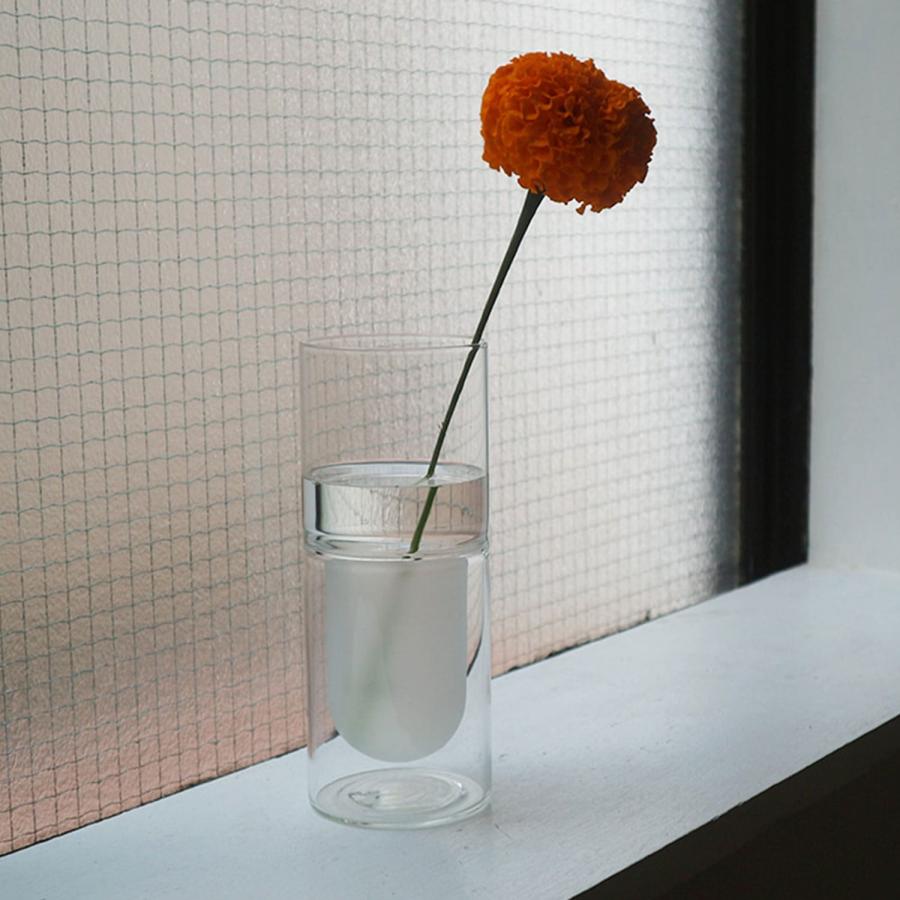 花瓶 amabro アマブロ TWOTONE DW VASE ツートーン ダブルウォール ベース（L） フラワーベース 花器 一輪挿し ガラス 円柱 大きい おしゃれ シンプル 枝物 透明 | amabro