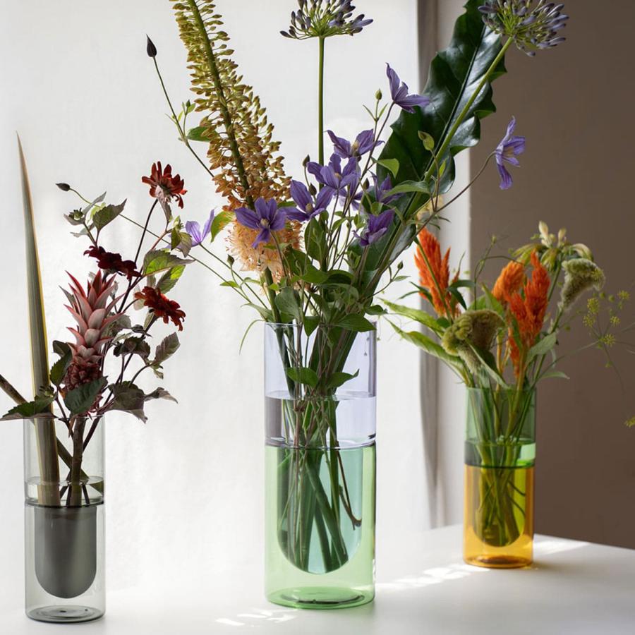 花瓶 amabro アマブロ TWOTONE DW VASE ツートーン ダブルウォール ベース（L）Special Edition フラワーベース 花器 一輪挿し ガラス 大きい おしゃれ 枝物 | amabro