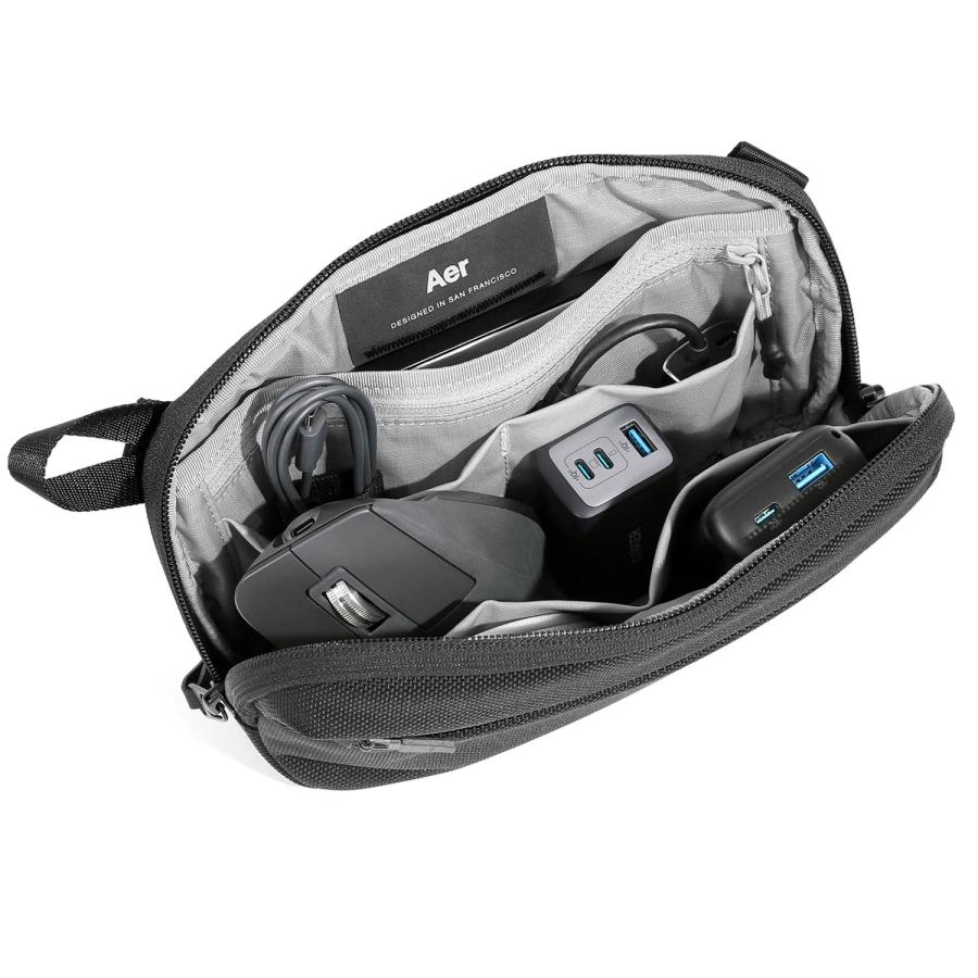 ガジェットポーチ Aer エアー Slim Pouch 2 スリムポーチ2 トラベルポーチ ポーチ ブラック 旅行ポーチ ケーブル収納 マチあり 小さい 仕分け ポケット 父の日 | Aer | 06