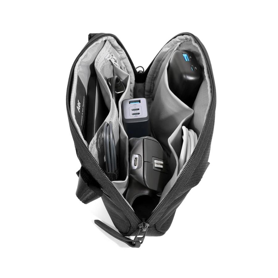 ガジェットポーチ Aer エアー Slim Pouch 2 スリムポーチ2 トラベルポーチ ポーチ ブラック 旅行ポーチ ケーブル収納 マチあり 小さい 仕分け ポケット 父の日 | Aer | 08