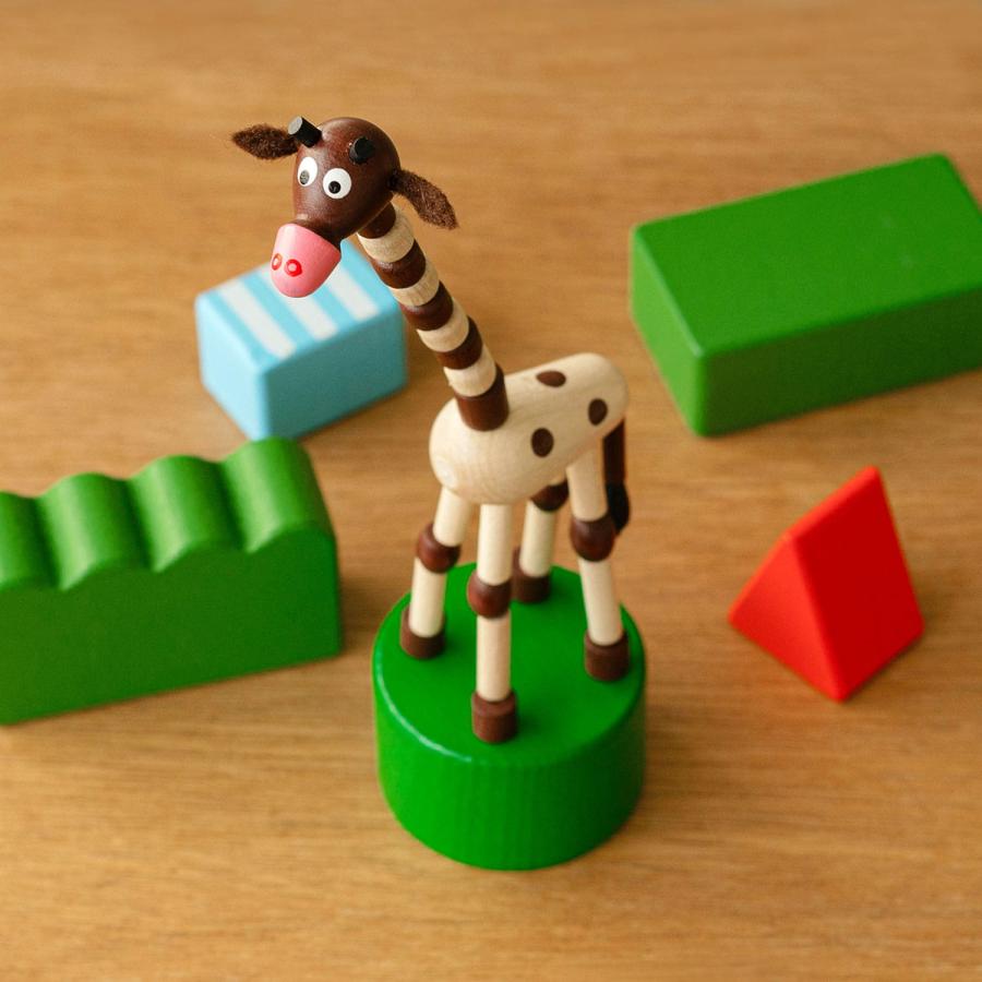 DETOA WOODEN PUSH UP TOY GIRAFFE デトア プッシュトイ ジラフ 木製 おもちゃ 玩具 こども 子ども きりん キリン 麒麟 置物 人形 オブジェ インテリア | 