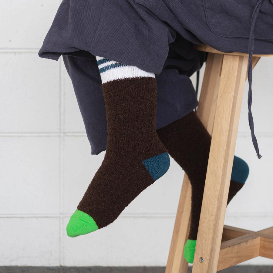 靴下 レディース あったか SHOWATABE ショウワタベ Alpaca Boucle Socks Stripes アルパカブークレソックス ストライプ 秋冬 冷え対策 暖かい ギフト | decka Quality socks | 11