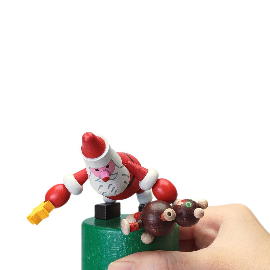 木製 プッシュトイ サンタ DETOA WOODEN PUSH UP TOY SANTA＆TEDDY