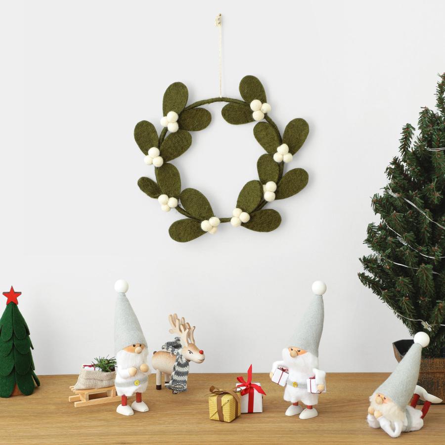 リース フェルト Gry & Sif グライアンドシフ ヤドリギリース S クリスマスリース フェルト 北欧 壁掛け 飾り オブジェ | 