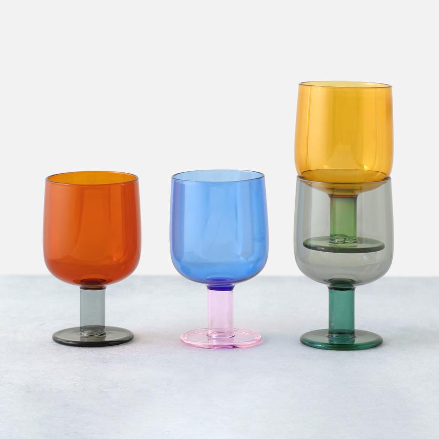 amabro アマブロ TWO TONE WINE GLASS - limited color  ツートーン ワイングラス ステム付き ショートステム 200ml 食洗機対応 スタッキング | amabro | 07