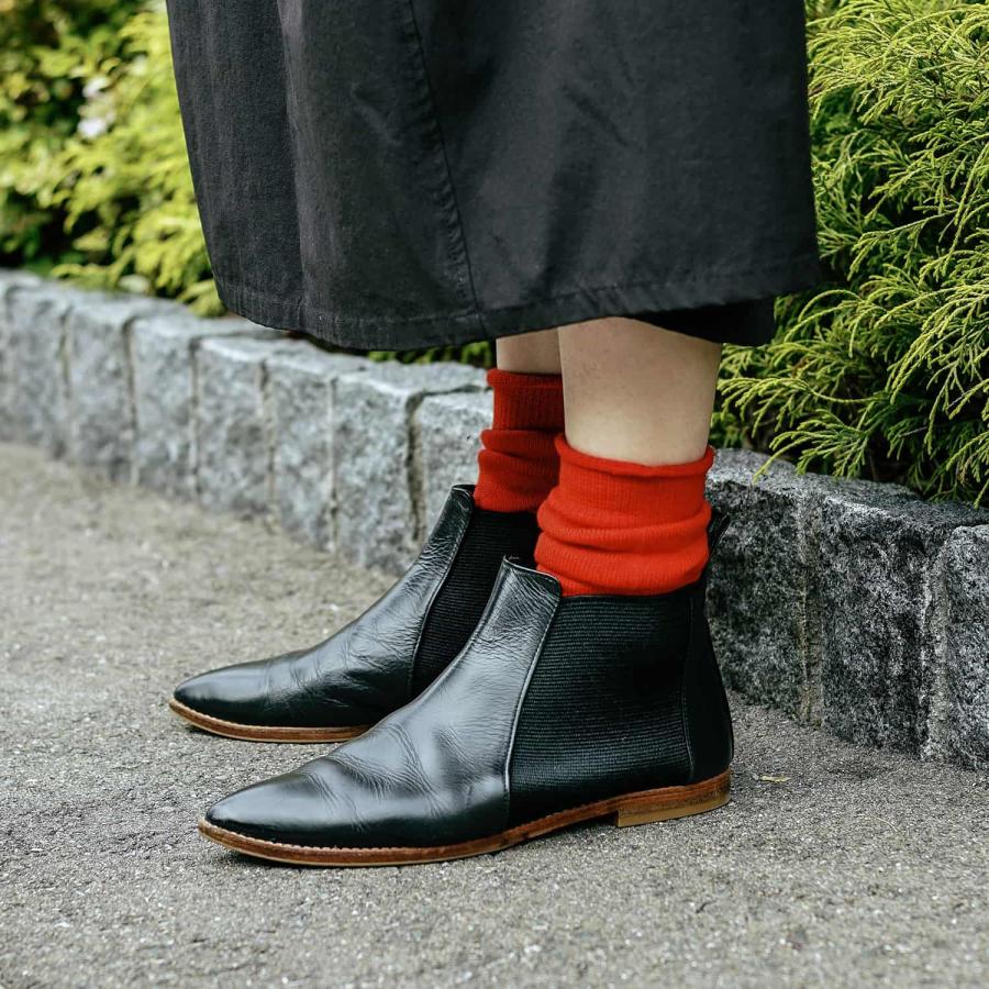 足袋ソックス 22.0-24.5cm 靴下 日本製 メリノウールソックス M レディース ソックス 女性 おしゃれ 無地 シンプル 防臭 あたたかい 暖かい カジュアル 黒 | HIGHTIDE | 18