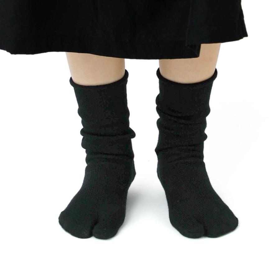 足袋ソックス 22.0-24.5cm 靴下 日本製 メリノウールソックス M レディース ソックス 女性 おしゃれ 無地 シンプル 防臭 あたたかい 暖かい カジュアル 黒 | HIGHTIDE | 12