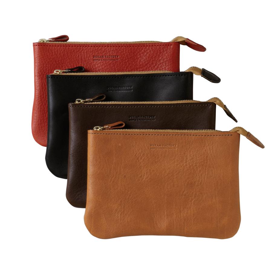 レザー ポーチ 本革 DURAM ドゥラム ファスナーポーチA6 24033 ジッパー 通帳ケース パスポートケース 化粧 メイクポーチ ペンケース | DURAM FACTORY | 09