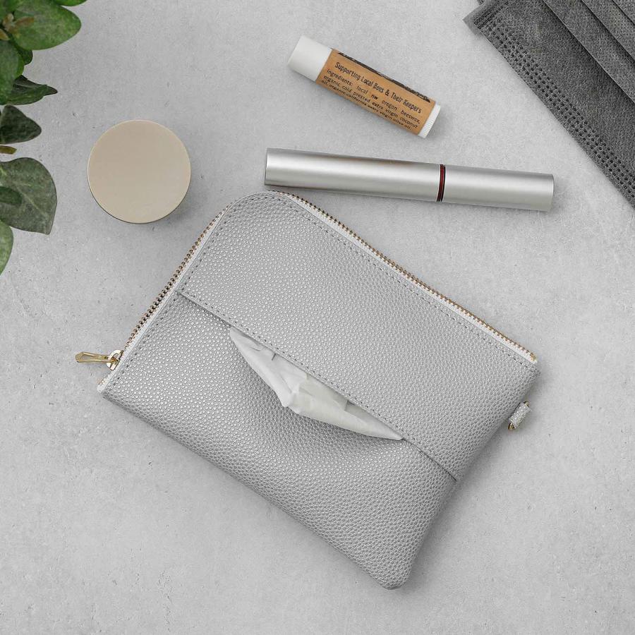 ポケットティッシュケース ポーチと一体型 Grains de sable ポケットティッシュポーチ カバー 収納 小物入れ メイク 化粧品 サニタリー コスメ 旅行 | HIGHTIDE