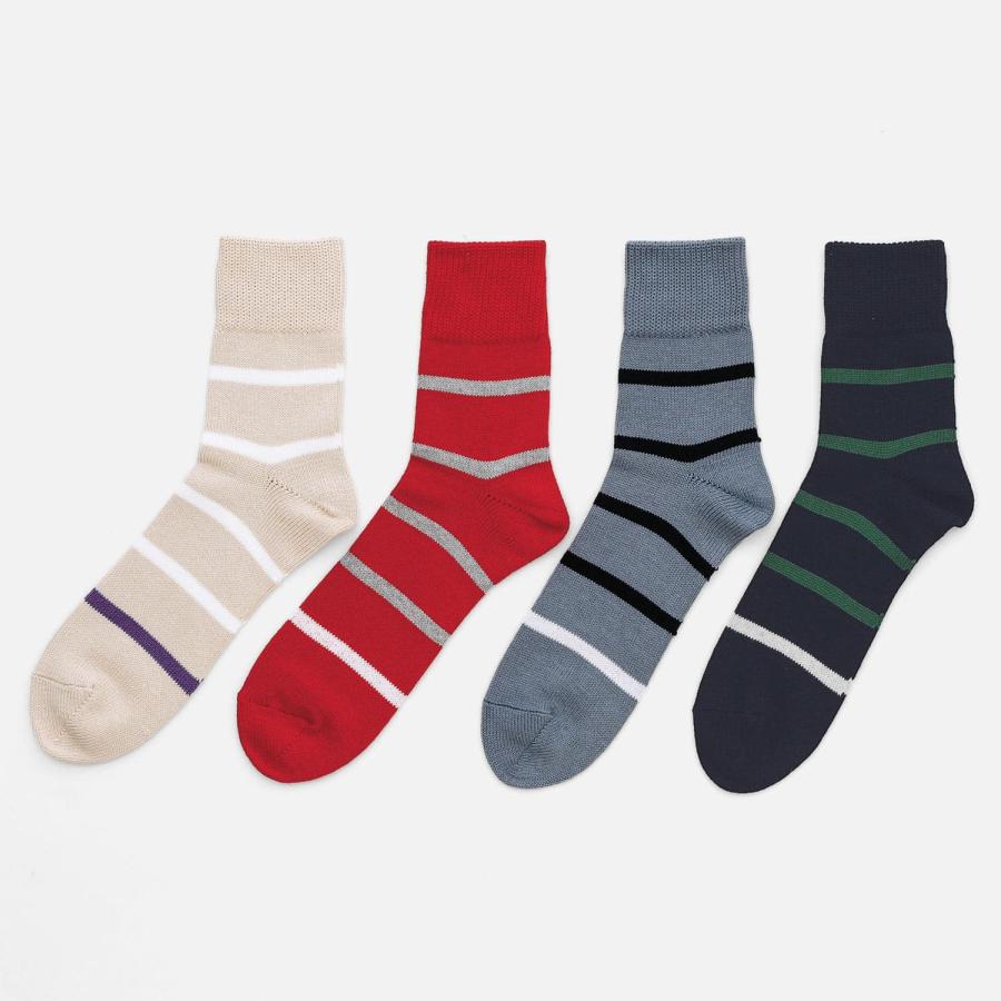 靴下 ソックス メンズ OBSCURE SOCKS M BOUGAINVILLEA オブスキュアソックス ブーゲンビリア （メンズ） 25-28cm 春 夏 ボーダー 日本製 | OBSCURE SOCKS | 11