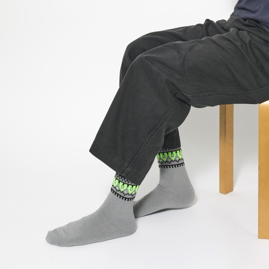 靴下 メンズ / OBSCURE SOCKS オブスキュアソックス FREESIA Men’s フリージア メンズ / 25.0cm-28.0cm フェアアイル柄 ローゲージ コットン 綿 日本製 | OBSCURE SOCKS