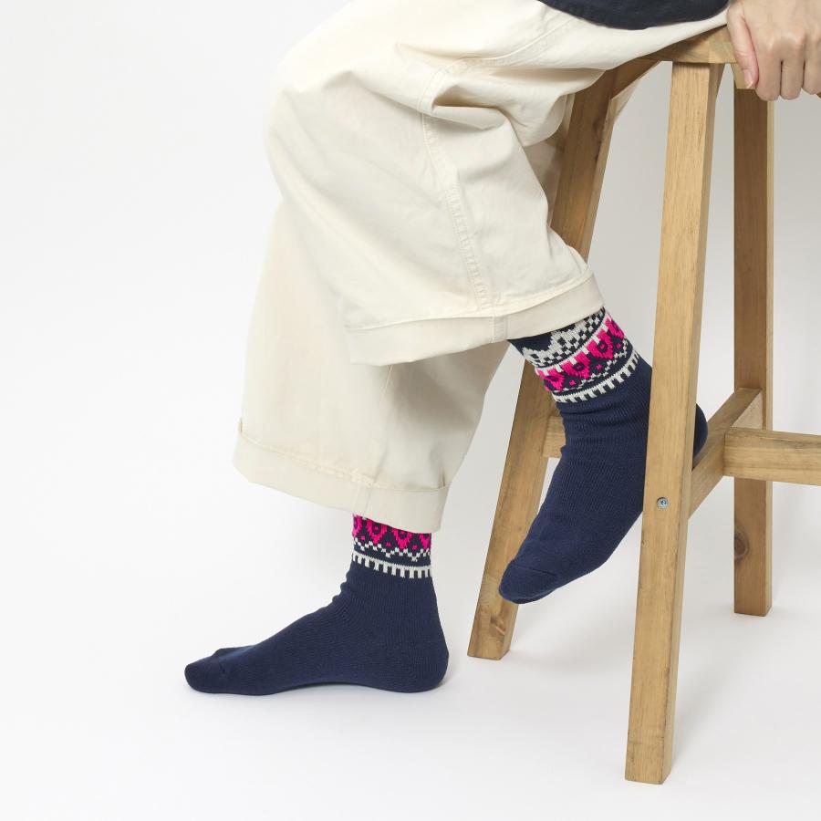 靴下 レディース / OBSCURE SOCKS オブスキュアソックス FREESIA Woman’s フリージア レディース / 23.0cm-25.0cm フェアアイル柄 ローゲージ 日本製 | OBSCURE SOCKS