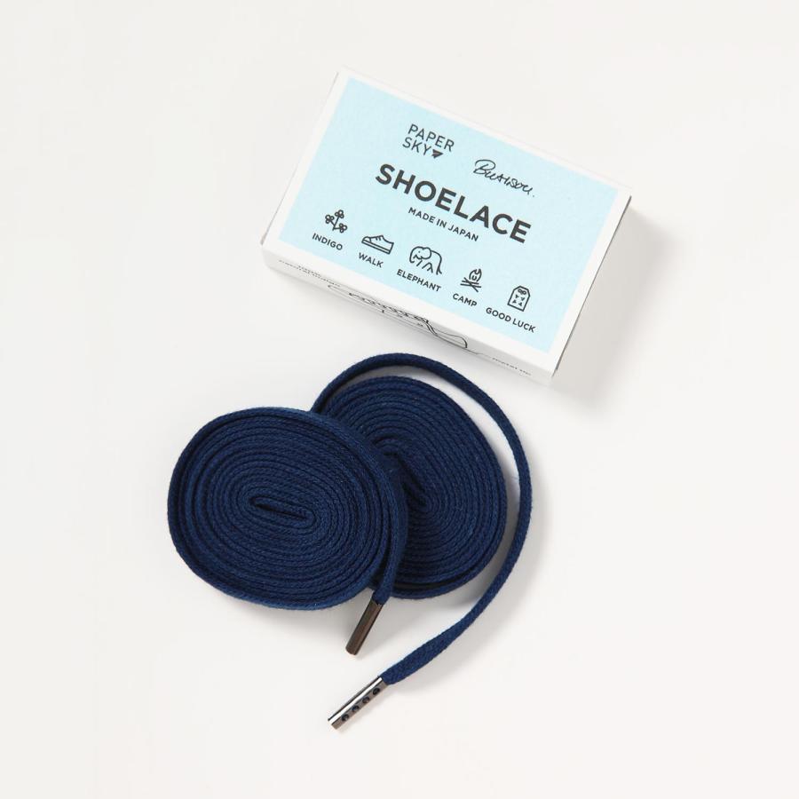 靴ひも PAPERSKY Shoelace ペーパースカイ 藍染シューレース 靴紐 くつひも 藍染 ネイビー 紺 平紐 140cm | HIGHTIDE