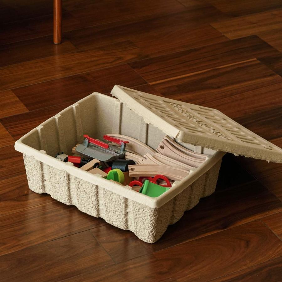 収納ボックス モールデッドパルプボックス 収納ケース フタ付き ふた 靴 シューズ 衣類 おもちゃ 雑誌 整理 おしゃれ 積み重ね 幅45 高さ15 奥行35 cm 隙間収納 | HIGHTIDE | 12