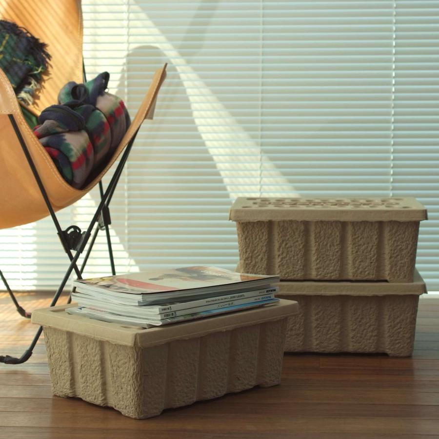 収納ボックス モールデッドパルプボックス S 収納ケース フタ付き ふた 靴 シューズ 衣類 おもちゃ 雑誌 おしゃれ 積み重ね 幅40 高さ15 奥行30 cm 隙間収納 | HIGHTIDE | 09