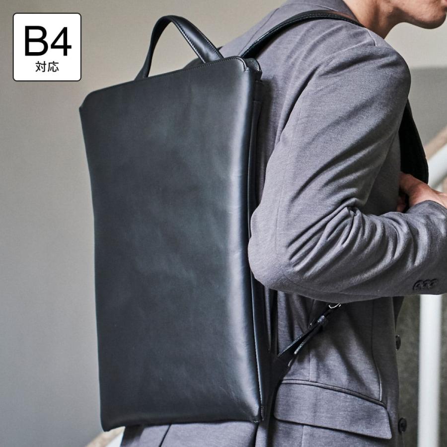 メンズ リュック TRION トライオン マチなしバックパック B4 レザー 本革 ビジネス 通勤 スリム 薄い B4対応 16インチPC対応 レディース | HIGHTIDE