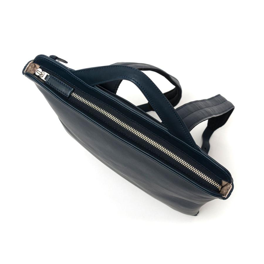 メンズ リュック TRION トライオン マチなしバックパック B4 レザー 本革 ビジネス 通勤 スリム 薄い B4対応 16インチPC対応 レディース | HIGHTIDE | 06