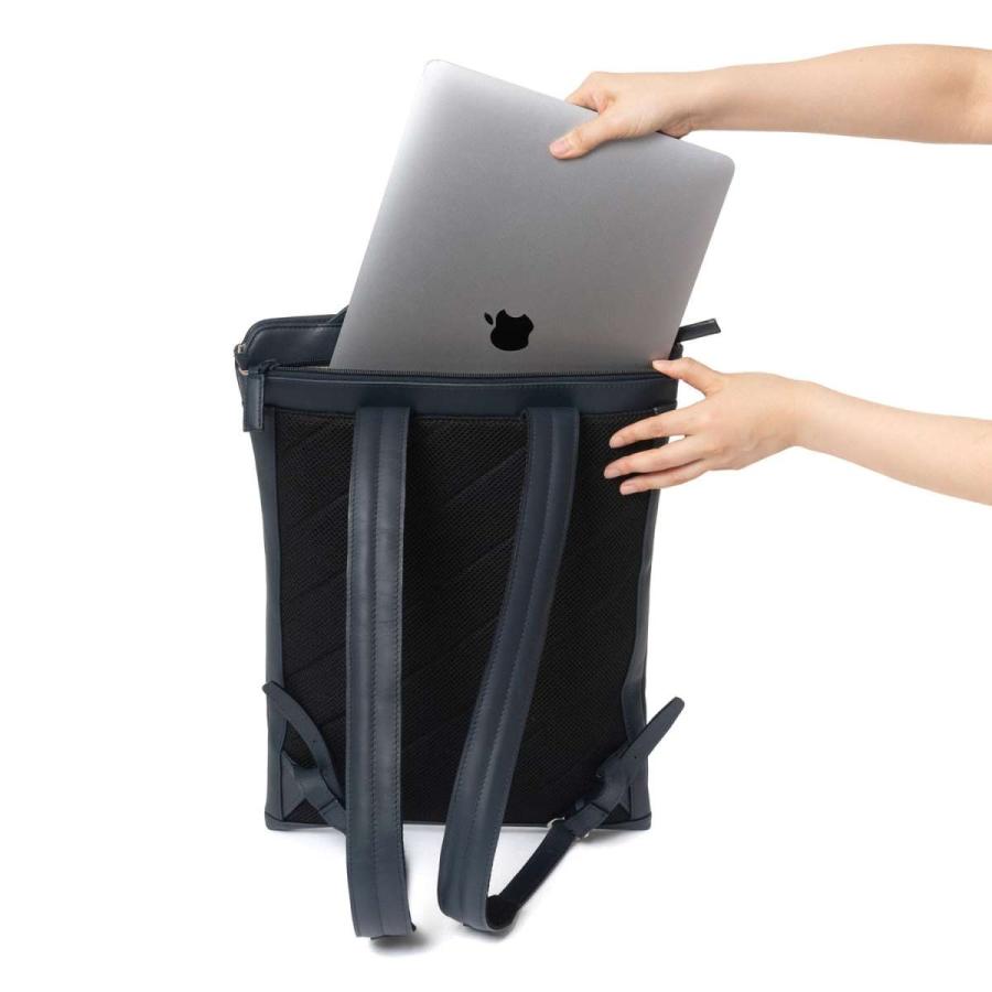 メンズ リュック TRION トライオン マチなしバックパック B4 レザー 本革 ビジネス 通勤 スリム 薄い B4対応 16インチPC対応 レディース | HIGHTIDE | 12