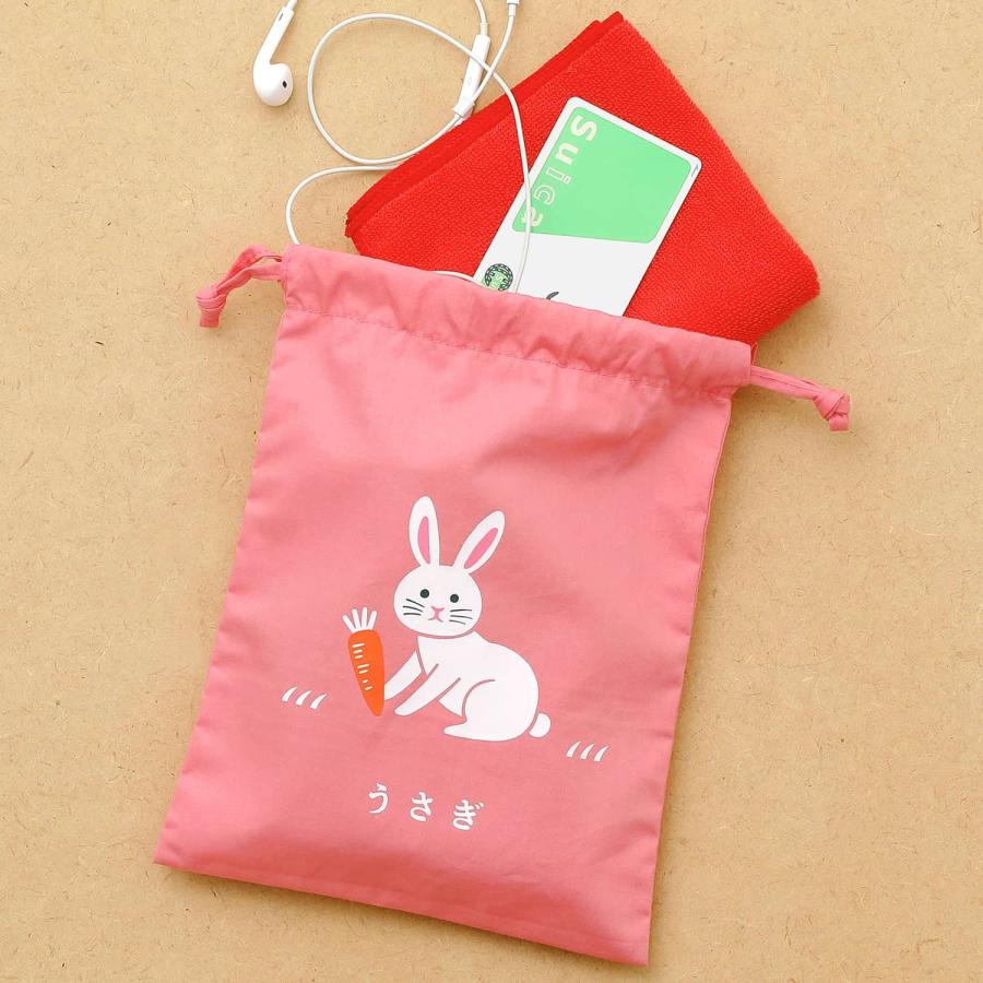 巾着袋 ニューレトロ うさぎ ポーチ コップ袋 化粧ポーチ 給食袋 サブバッグ 小分け 大人 可愛い おしゃれ 保育園 ウサギ 旅行 トラベル | HIGHTIDE | 06