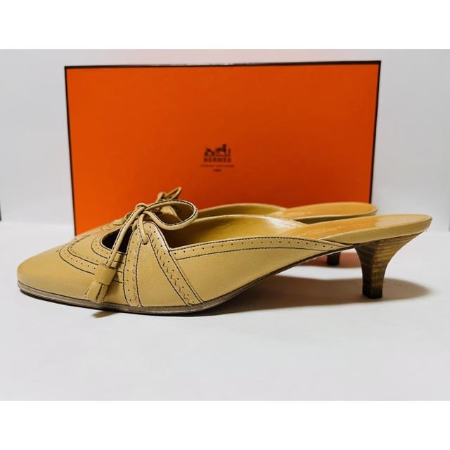 HERMES エルメス ミュール パンプス レザー レディース 37 23.5cm 直営 