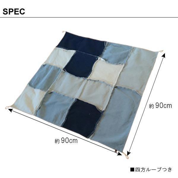 大判パッチワーク タペストリー マルチカバー ベッドカバー マルチカバー 正方形 90cm×90cm パッチワークデニム ランダム柄