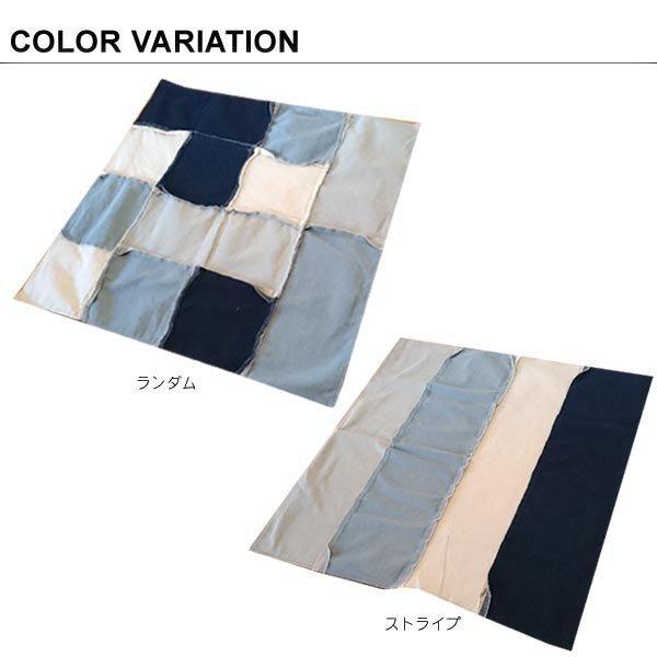 マルチカバー 正方形 90cm×90cm パッチワークデニム ランダム柄