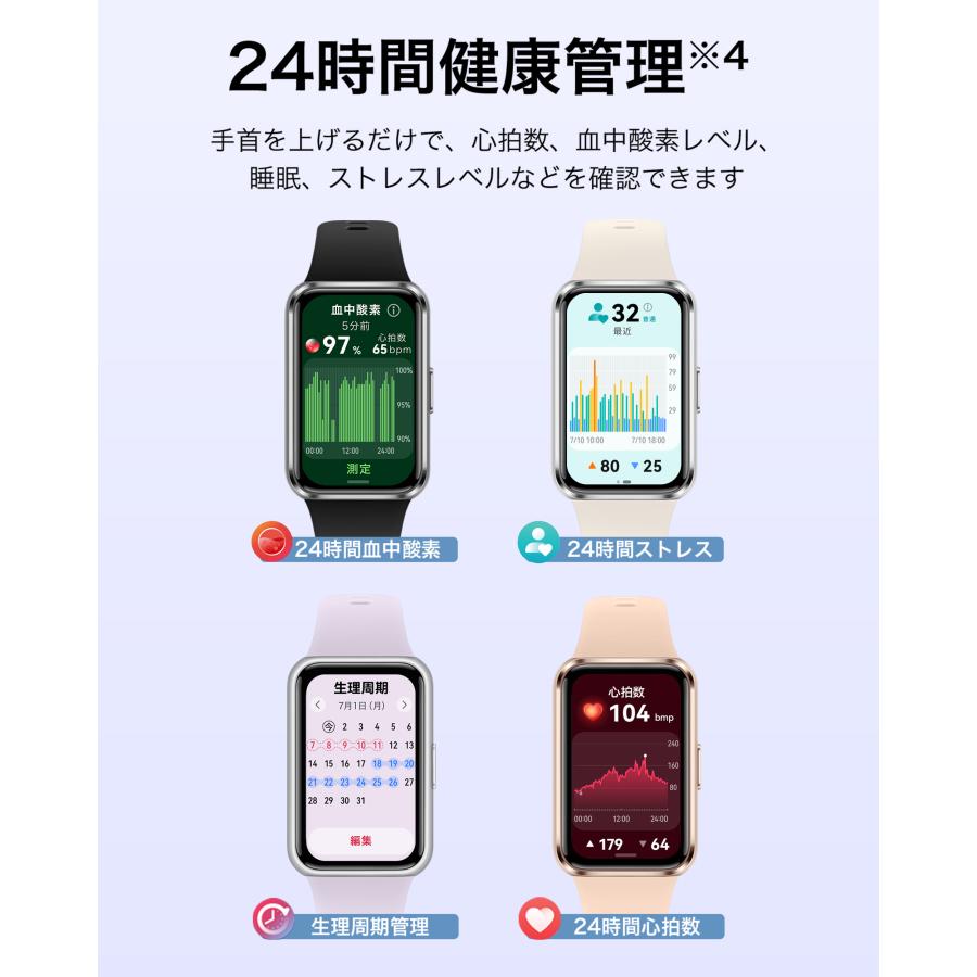スマートウォッチ HUAWEI Band 11 1.62インチ有機ELディスプレイスマートバンド 24時間HRV測定 14日間バッテリー 防水 情緒モニタリング iOS/Android LINE通知の画像