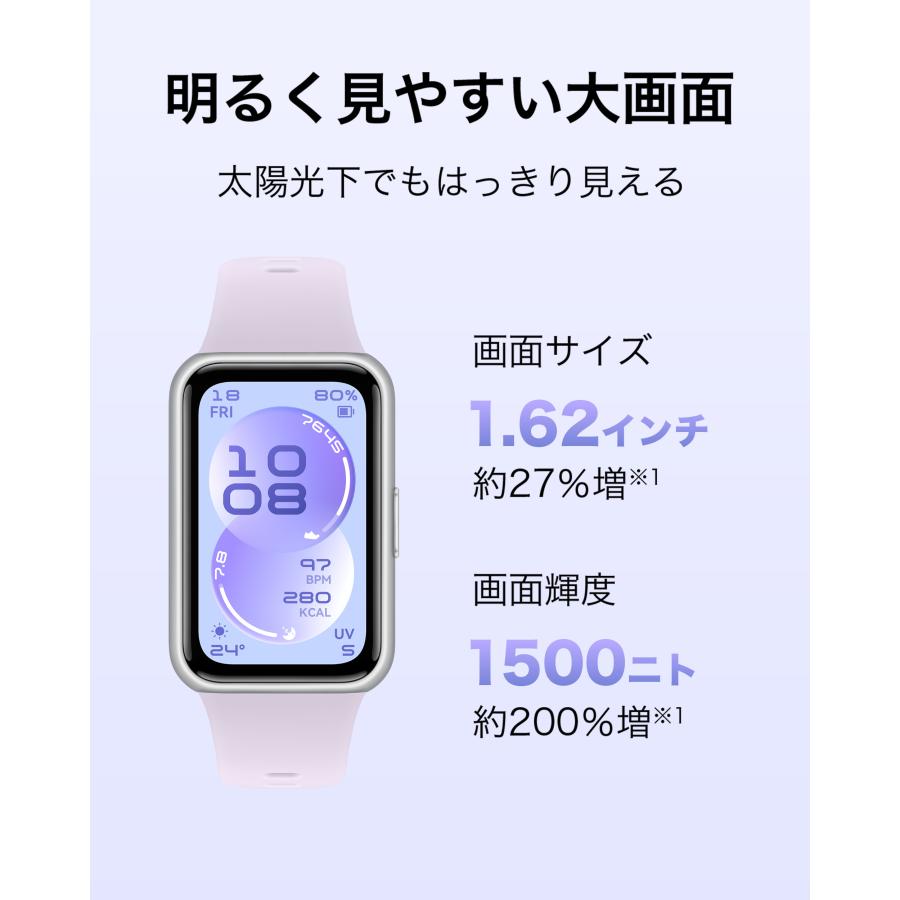 スマートウォッチ HUAWEI Band 11 1.62インチ有機ELディスプレイスマートバンド 24時間HRV測定 14日間バッテリー 防水 情緒モニタリング iOS/Android LINE通知の画像