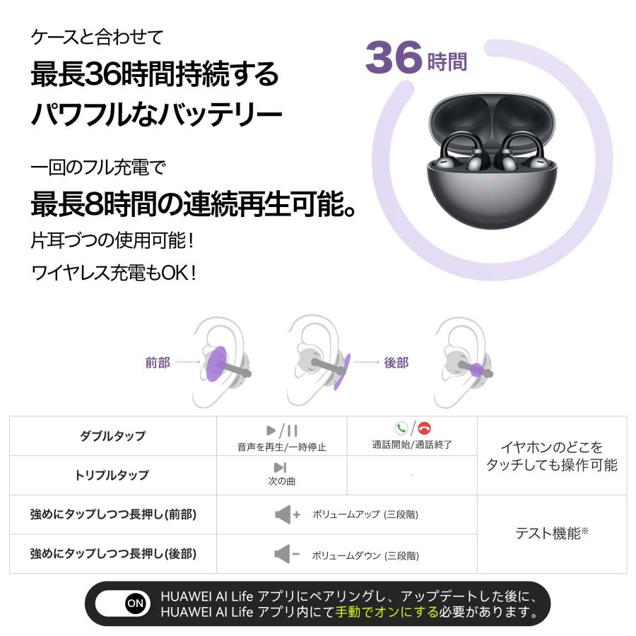 ワイヤレスイヤー HUAWEI FreeClip マルチポイント 耳を塞がないオープンイヤー・軽量・長時間再生・ノイズ低減・ロングバッテリー・防水防塵 | HUAWEI | 12