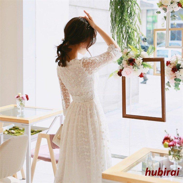 ロングドレス ワンピースドレス レディース 春夏 きれいめ 結婚式 ワンピース 白 マキシ丈 上品 レース ロング丈 ドレス 五分袖 40代 大人 オシャレ 海外ブランド
