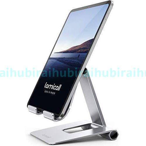 折り畳み式 スマホ タブレット 兼用 スタンド ホルダー 角度調整, iPad用 stand : アルミ 合金製 卓上(シルバー) ビタミンP