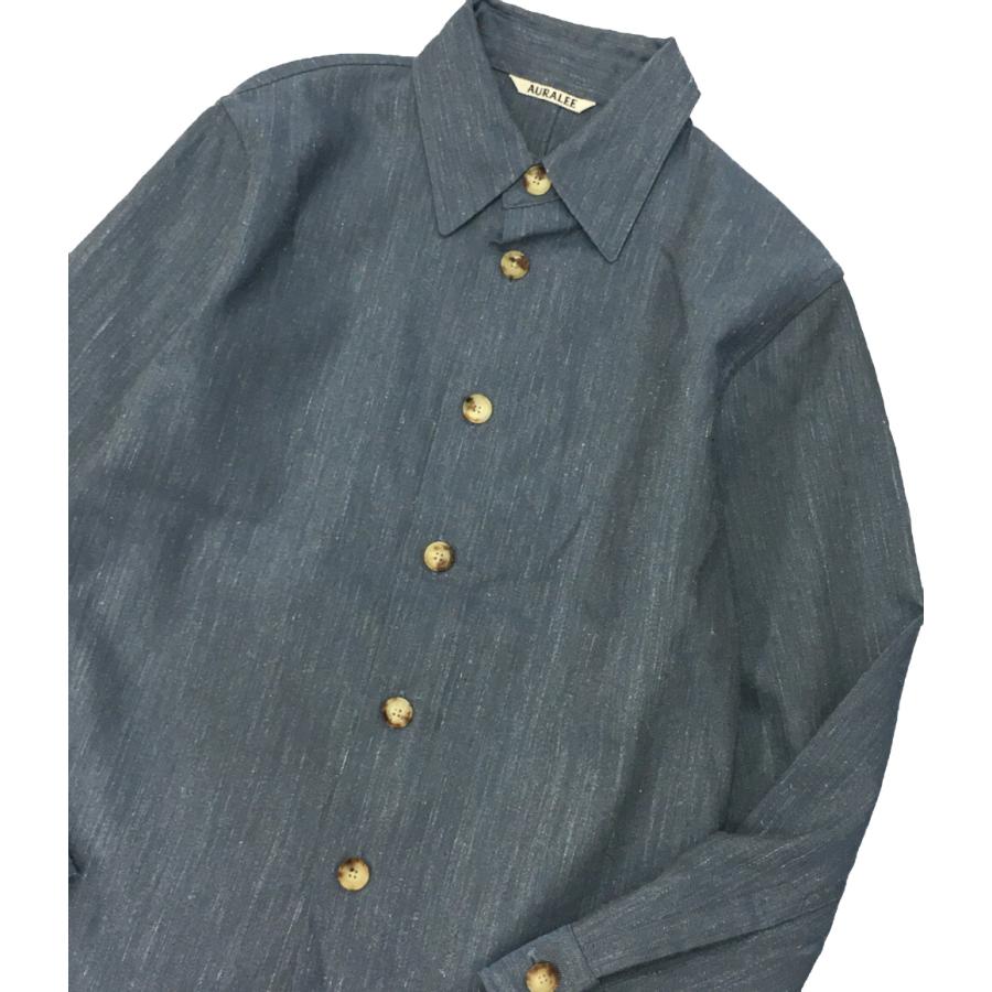 オーラリー ウールリネンツイルシャツ ブルー A20AS04WL レディース