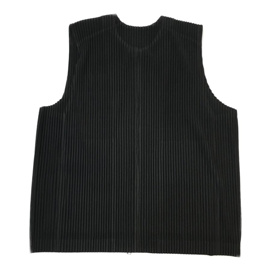 ●希少●イッセイミヤケメン●黒ブラック●プリーツジレ ベスト●Lサイズ● オムプリッセイッセイミヤケ HOMME PLISSE ISSEY MIYAKE ベスト