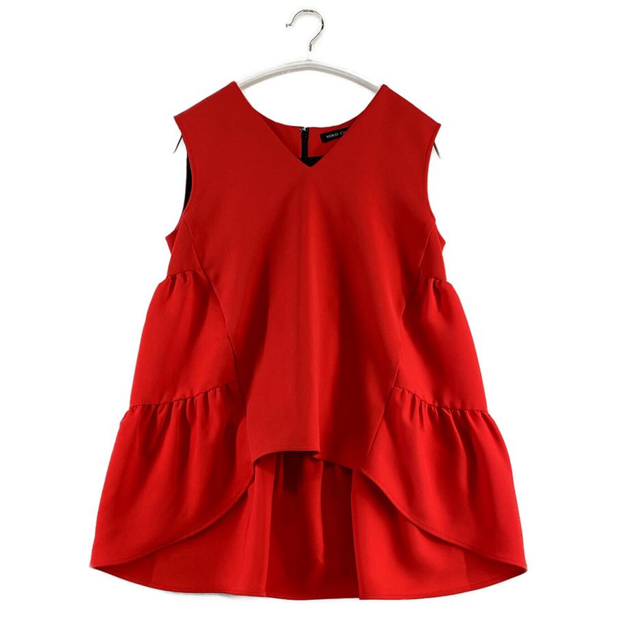 YOKO CHAN 赤 フリル裾 長袖チュニック YOKO CHAN 赤 フリル裾 長袖チュニック