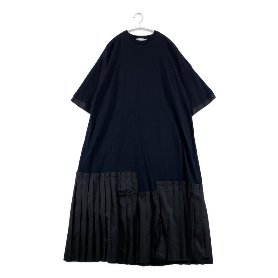 nagonstans / 天竺プリーツDress/半袖ワンピース/S/コットン/NVY/470FA483-0410 ナゴンスタンス 半袖ワンピース プリーツドレス 22SS レディース SIZE