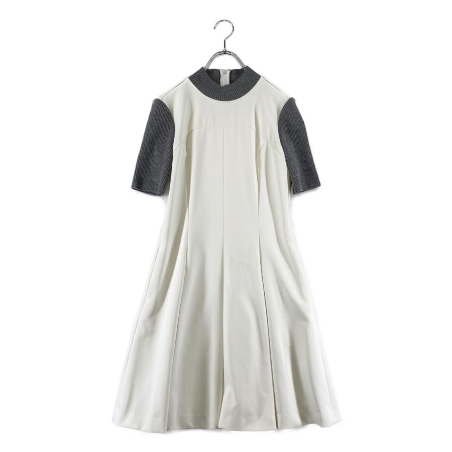 フォクシー 半袖ワンピース 34597 ホワイト ドッキングニット  