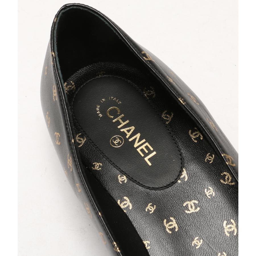 CHANEL フラットシューズ 37.5 ブラック シャネル スリッポン G45127 フラットシューズ レディース SIZE
