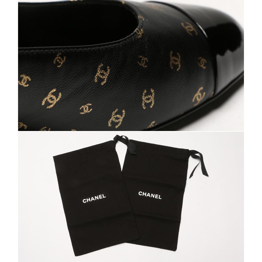 CHANEL フラットシューズ 37.5 ブラック シャネル スリッポン G45127 フラットシューズ レディース SIZE