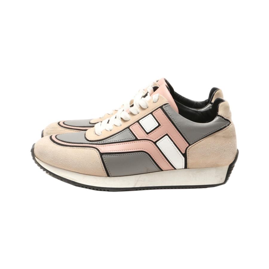 HERMES エルメス スニーカー 37 HERMES エルメス スニーカー レザー ベージュ ブラック 37（約