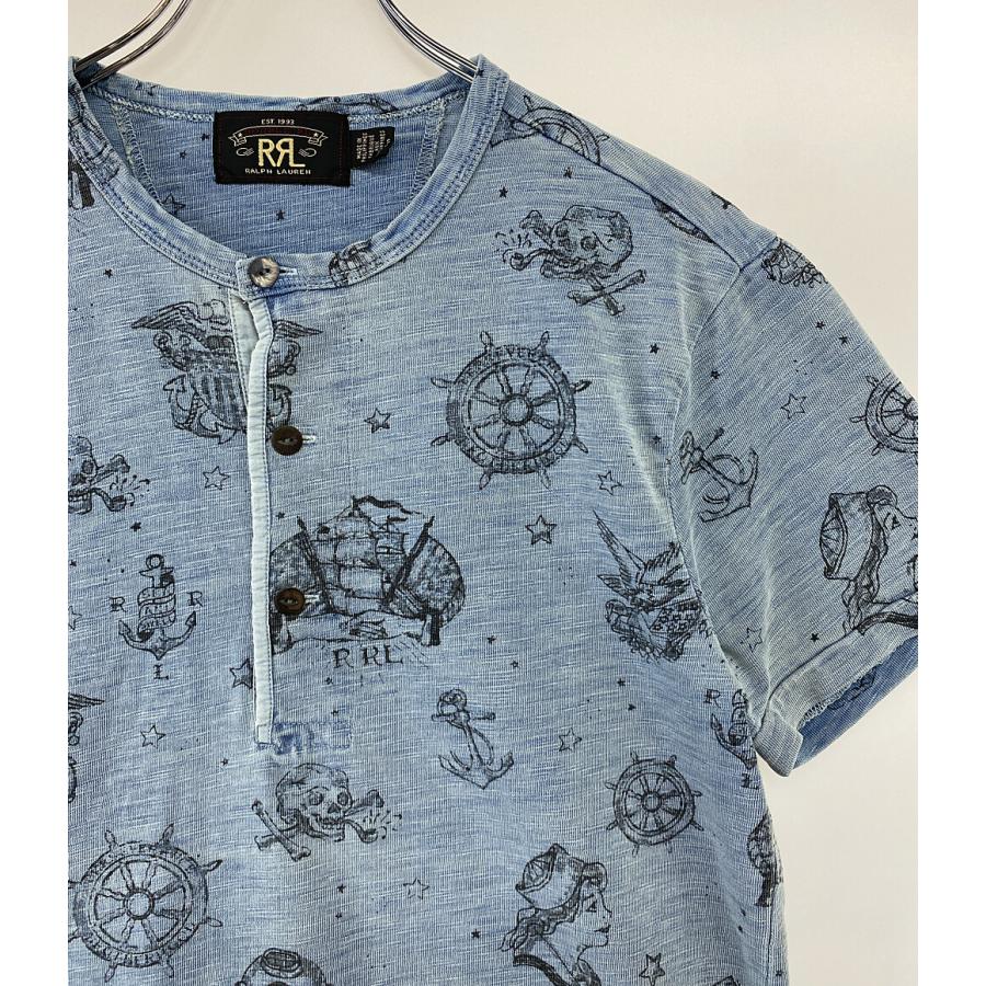 ダブルアールエル 半袖Tシャツ ヘンリーネック 総柄 メンズ