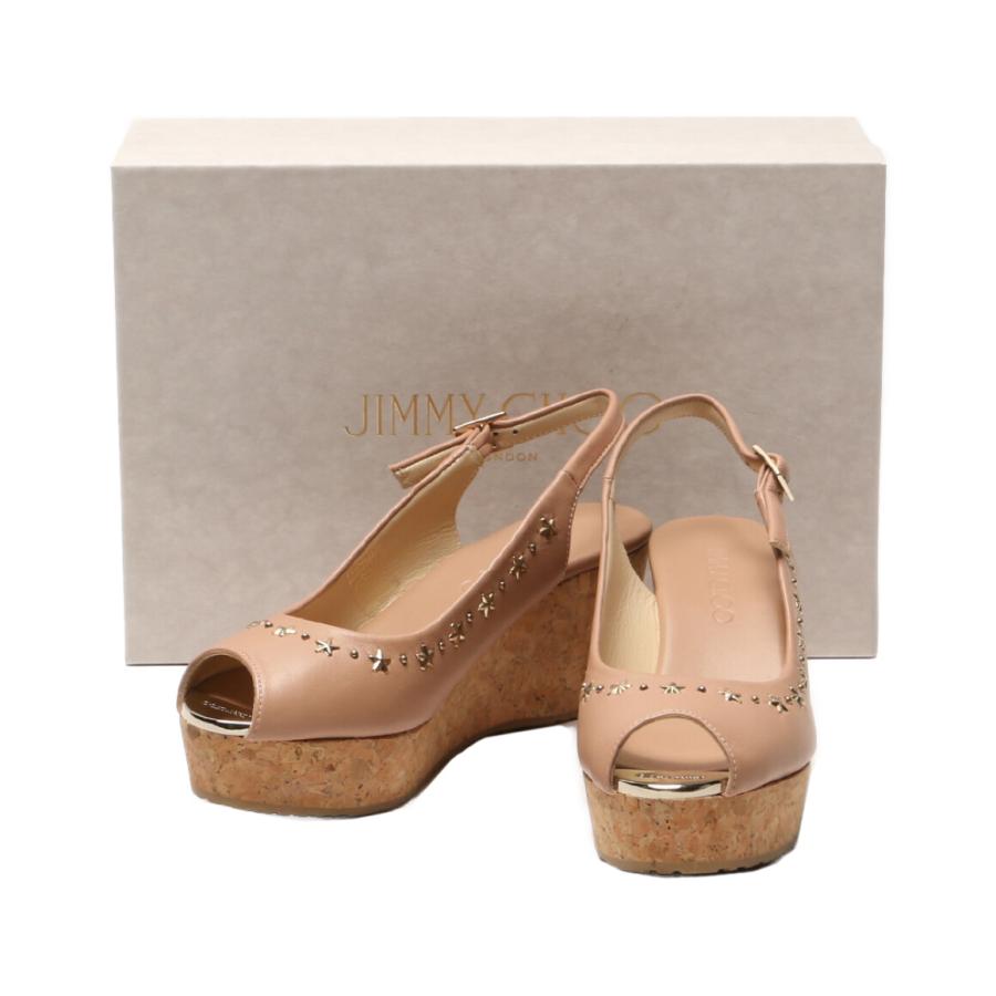 美品 JIMMY CHOO ミュール フラットサンダル リボン 36 ベージュ