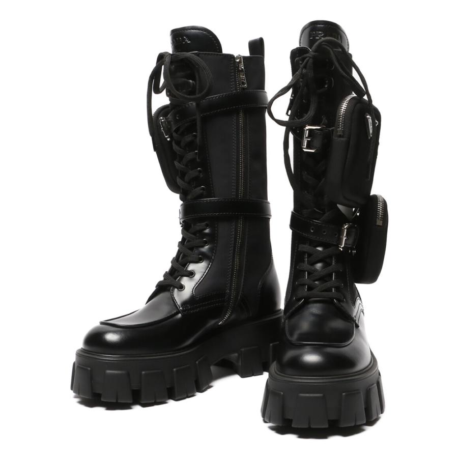 新品に近い 袋箱付 プラダ モノリス ポーチ付 ブラッシュド ブーツ 36 黒 新品に近い 袋箱付 プラダ モノリス ポーチ付 ブラッシュド ブーツ 36 黒