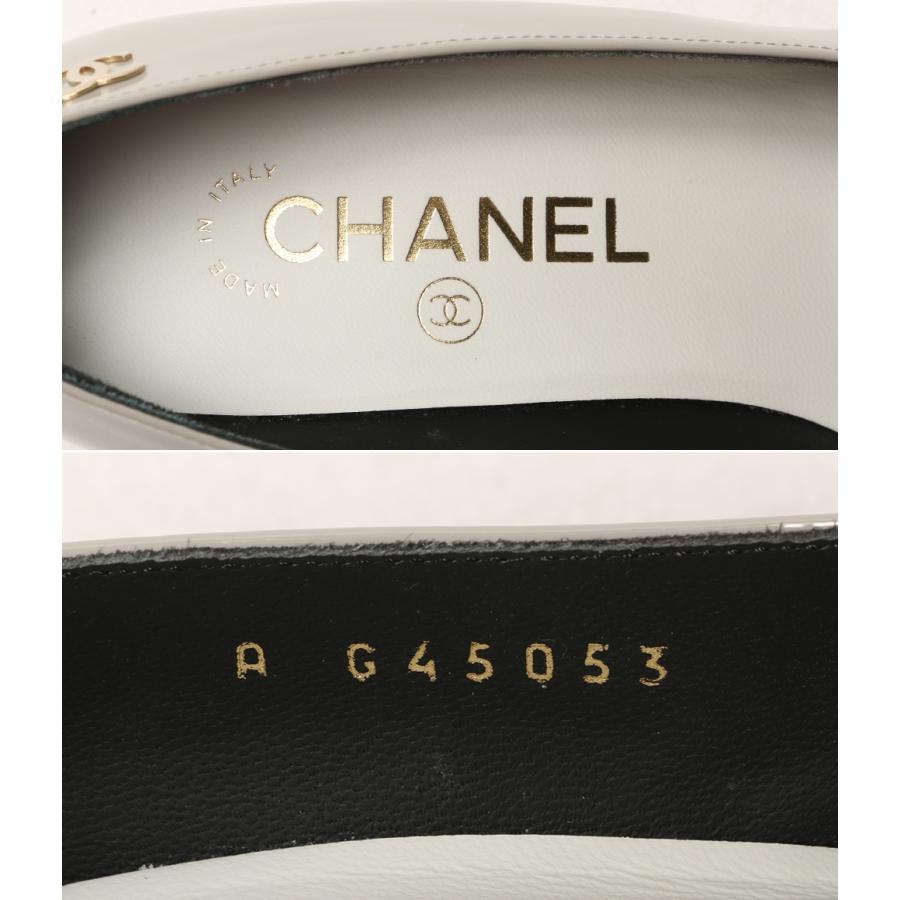 シャネル パンプス パテントレザーチャンキーヒール G45053