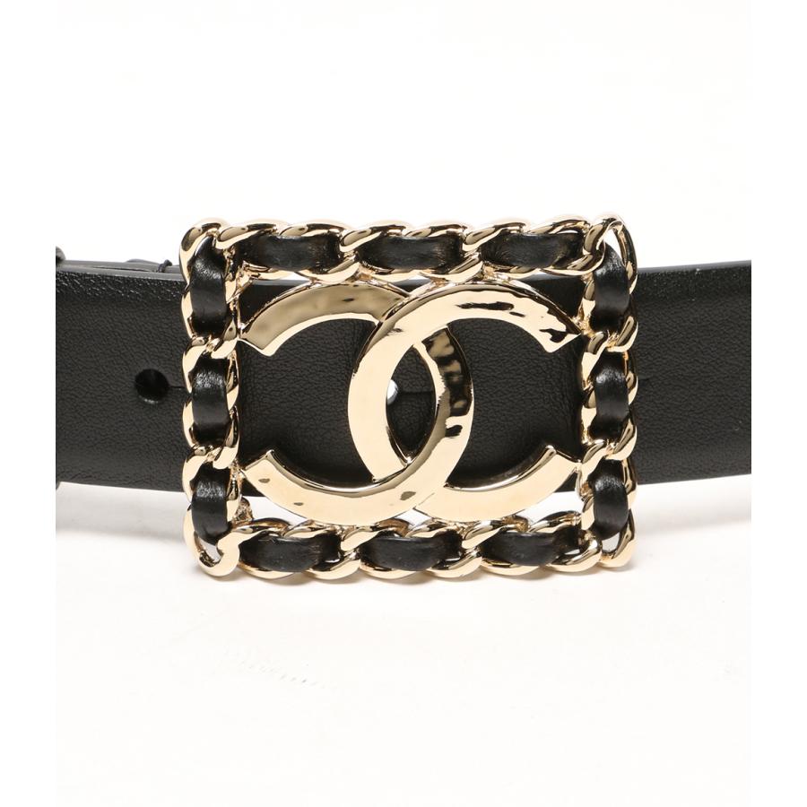 美品 シャネル ベルト B23 C ココスクエアバックル レディース CHANEL