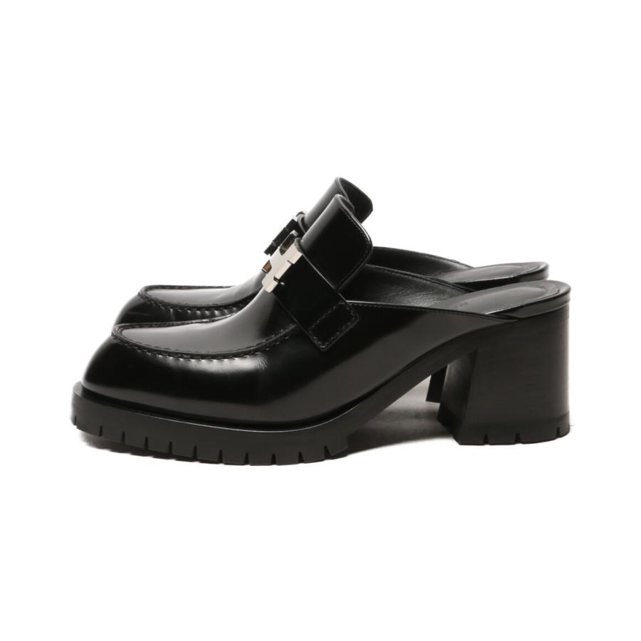 エルメス☆黒スエードストラップ付きミュール エルメス ミュール フロール60 カーフ レディース SIZE 36 HERMES 中古