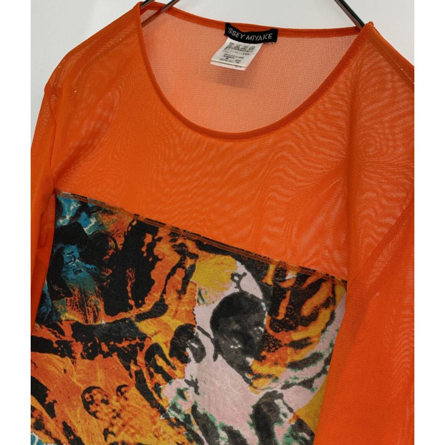 イッセイミヤケ　花柄ハイネック半袖Tシャツ プリーツ ハイネック 半袖 カットソー | ブランド古着の買取